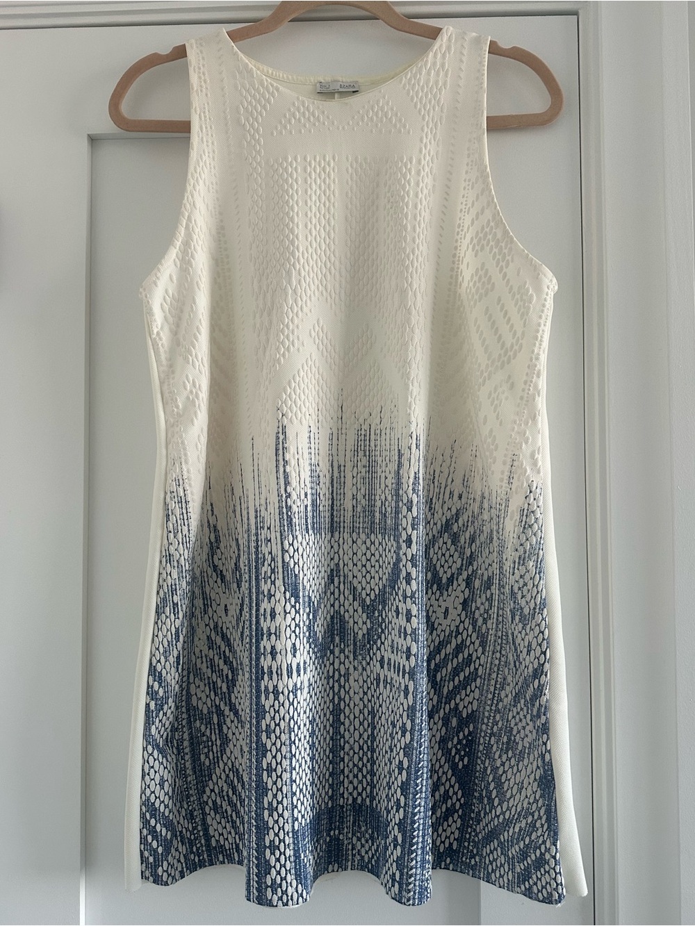 Zara Cream to Blue Ombre Knit Mini Dress